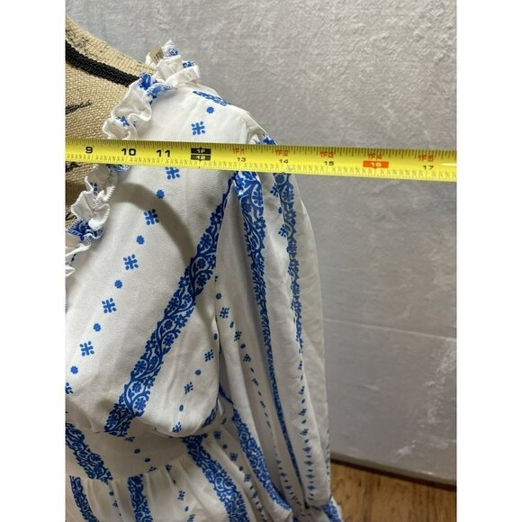 A. Calin by Flying Tomato Women's Feminine Boho Blue White Maxi Dress Sz L NWT - Picture 5 of 6